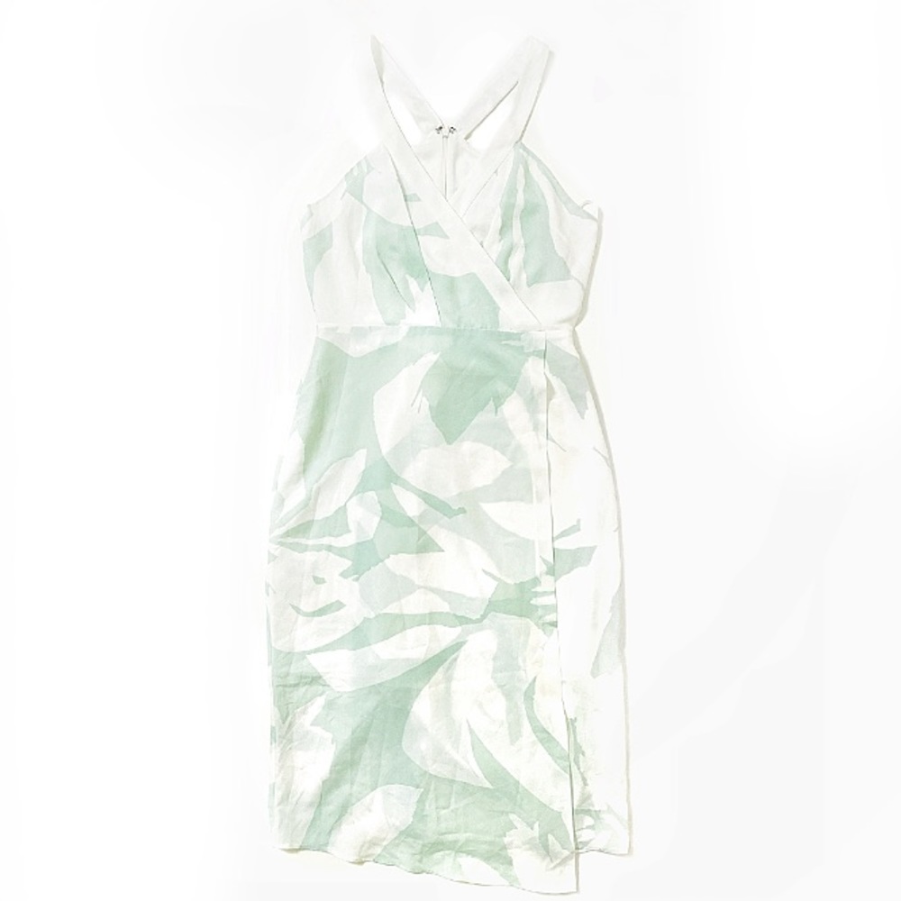BCBGeneration Mint & White Abstract Floral Midi Dress